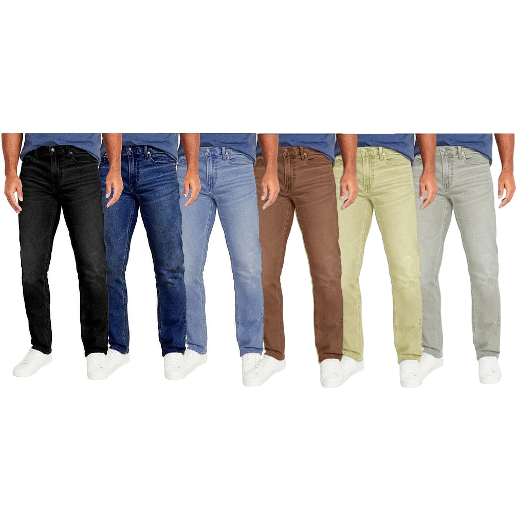 👖Men's 3-Pack Flex Stretch Slim Straight Jeans with 5 Pockets Denim Fabric (Sizes 30-46)(30-36)