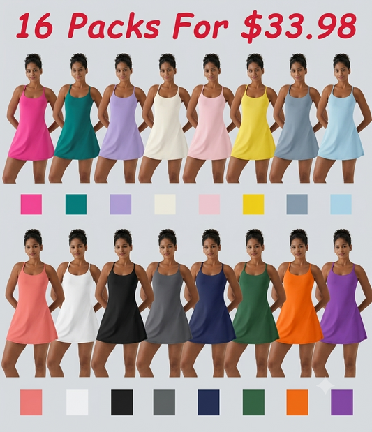 Women’s Active Dress – Cloud-Soft Breathable Tennis Dress with Pockets, Easy-On Backless Design for Yoga, Golf, and Daily Wear