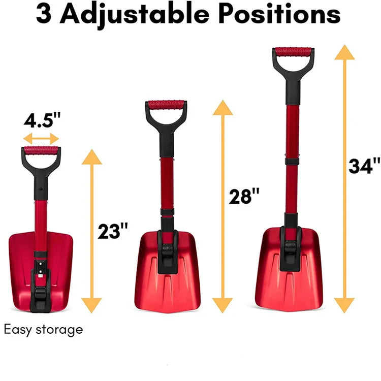 Aluminum Alloy Portable Folding Telescopic Snow Shovel for Cars - Easy-to-Carry Outdoor Vehicle Snow Removal Tool