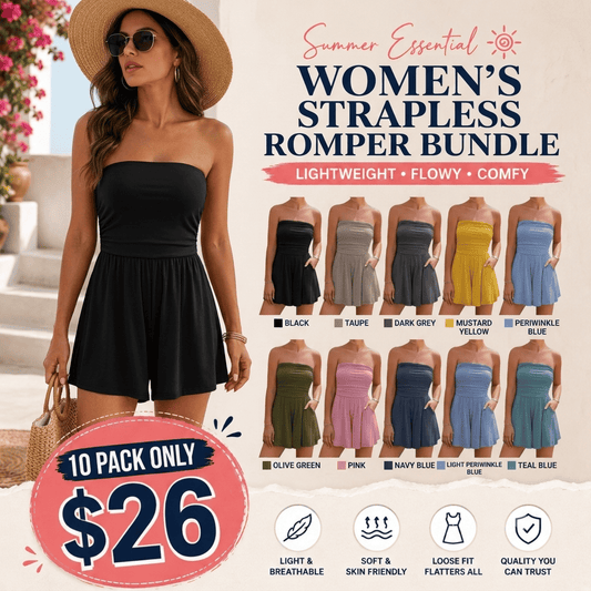 Summer Womens Romper 2026 Spring Strapless Tube With Pockets