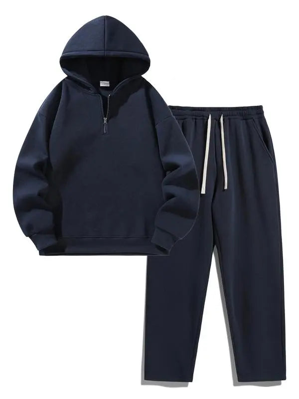 Men's Plain Two-piece Sweatsuit Set