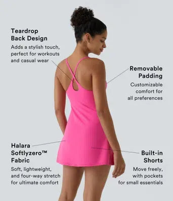 Women’s Active Dress – Cloud-Soft Breathable Tennis Dress with Pockets, Easy-On Backless Design for Yoga, Golf, and Daily Wear
