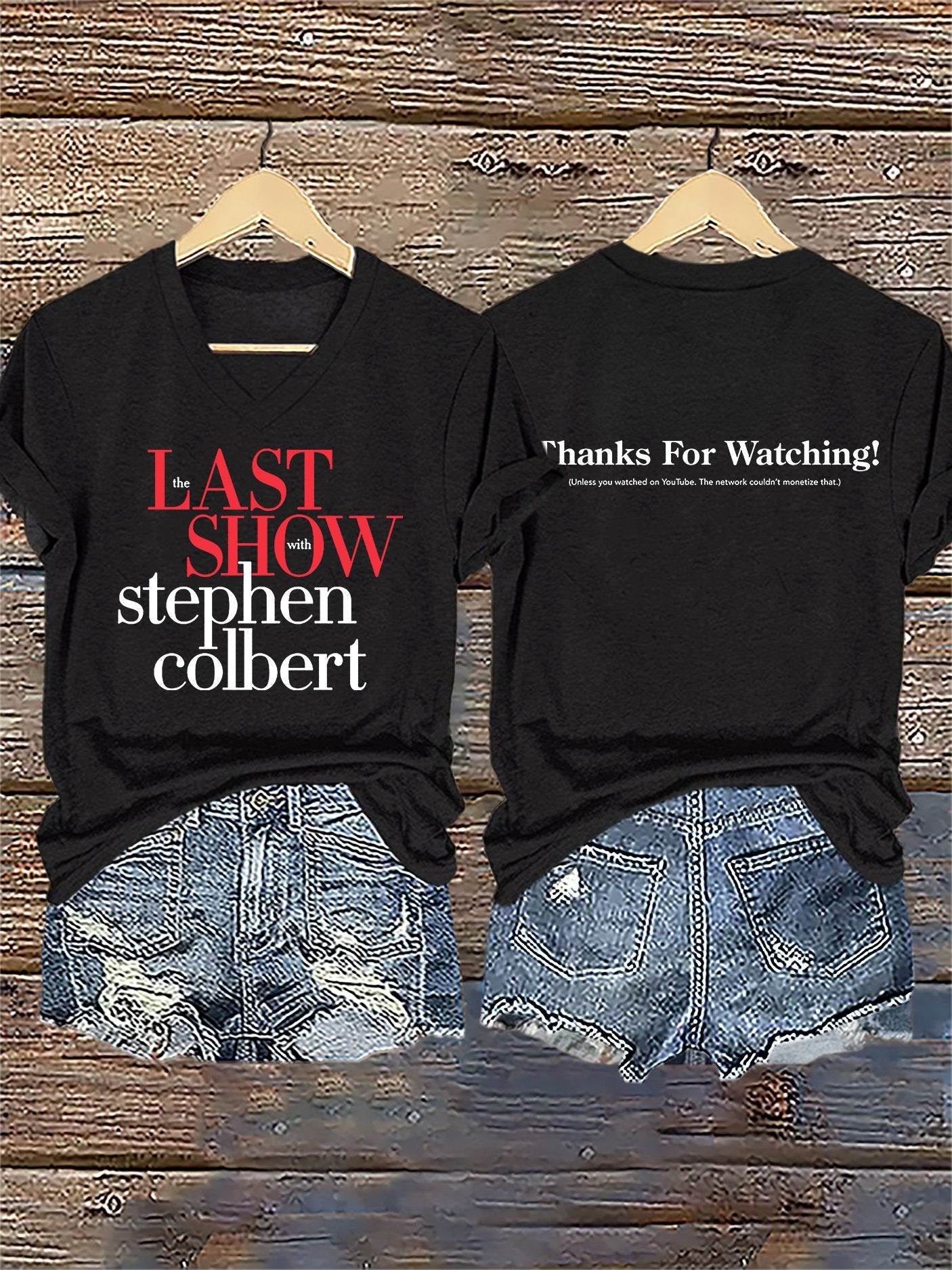 🔥Buy 3 Get 15% Off V-Neck Retro Last Show Print T-Shirt