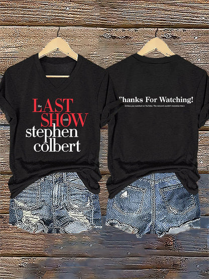 🔥Buy 3 Get 15% Off V-Neck Retro Last Show Print T-Shirt
