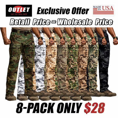 Men's Flex Ripstop Tactical Pants, Water Resistant Stretch Cargo Pants, Lightweight EDC Hiking Work Pants