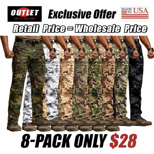 Men's Flex Ripstop Tactical Pants, Water Resistant Stretch Cargo Pants, Lightweight EDC Hiking Work Pants