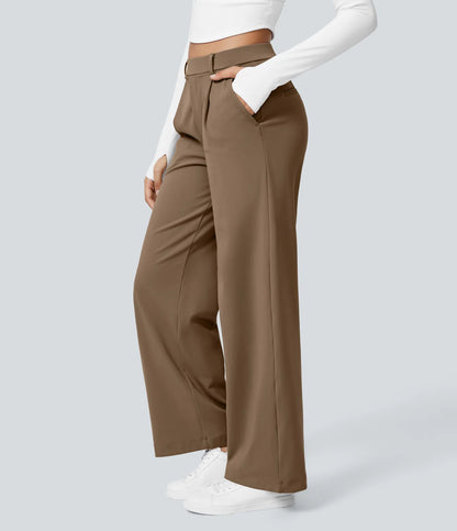 ⏰Big Spring Sale!High Waisted Side Pocket Straight Leg Work Pants