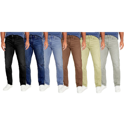 👖Men's 3-Pack Flex Stretch Slim Straight Jeans with 5 Pockets Denim Fabric (Sizes 30-46)(30-36)