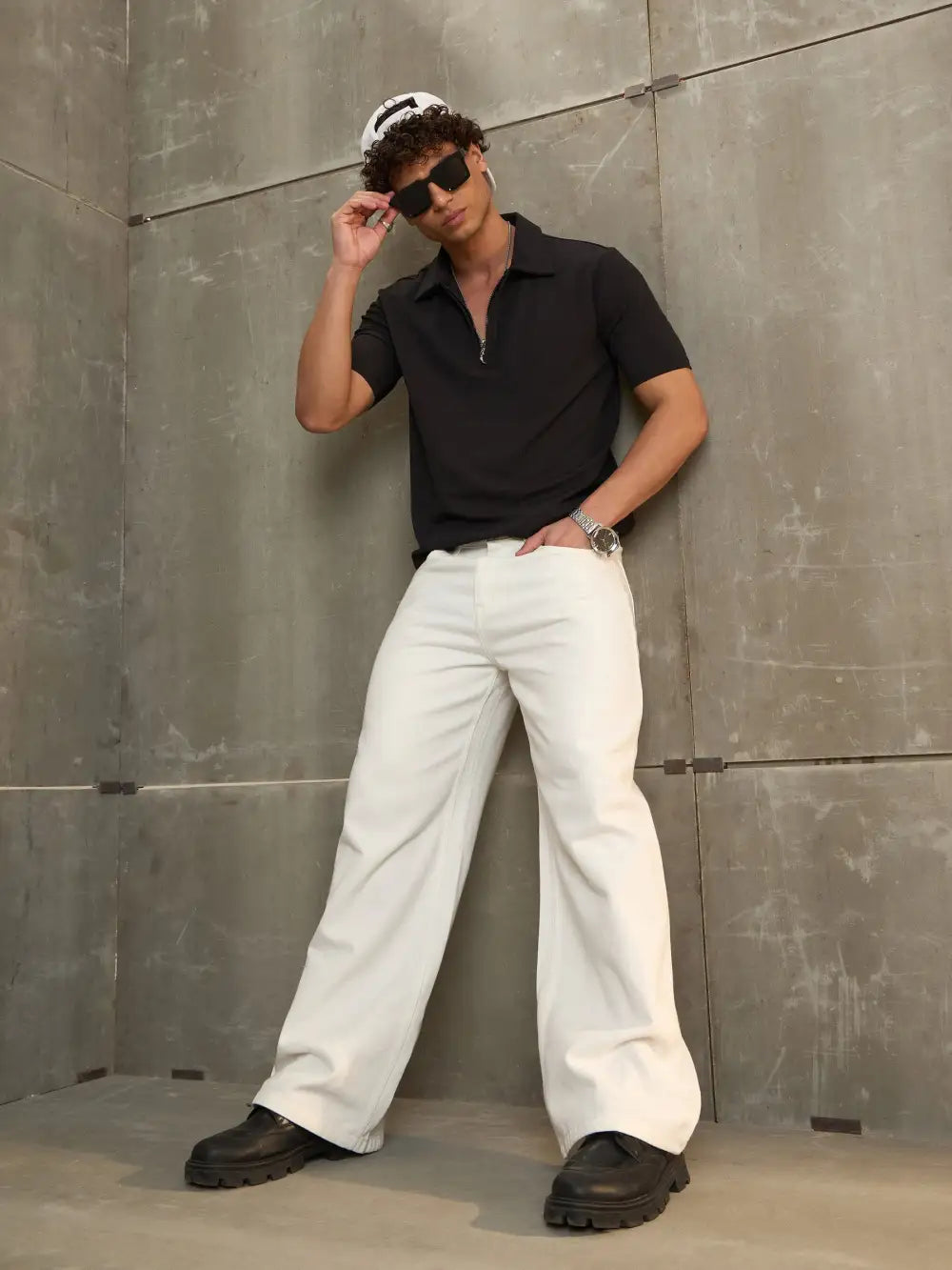 Men Basic Wide Leg Jeans