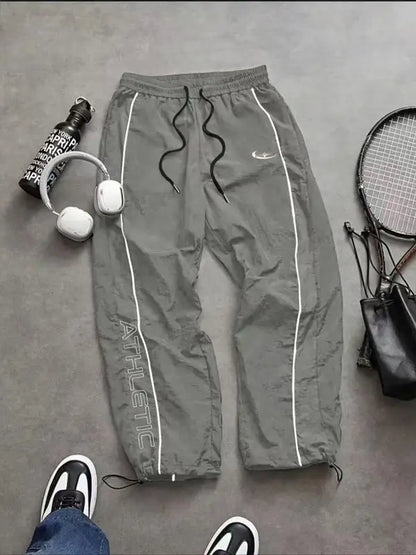 Men's Casual Sporty Long Pants, Loose Fit Elastic Cuff, Fashionable Print, Lightweight Fabric, Perfect for Daily Wear
