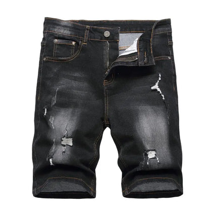 Men's Stretch Ripped Denim Cotton Comfort Shorts.