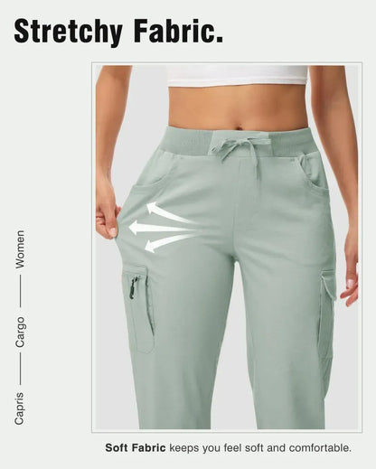 🔥Last day promotion🔥Women's Cargo Capris Lightweight Hiking Pants Shorts Cropped Cotton