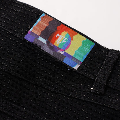 black rhinestone stretch denim MCE shorts