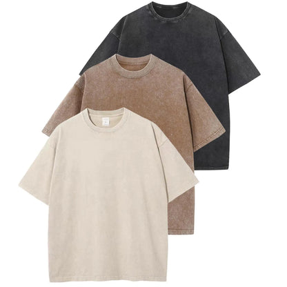 Oversized T Shirts Acid Wash Cotton Crew Neck Half Short Sleeve Summer Unisex Tees Casual Loose Fit Solid Streetwear Comfortable Tops Basic Womenswear Plain Tshirt