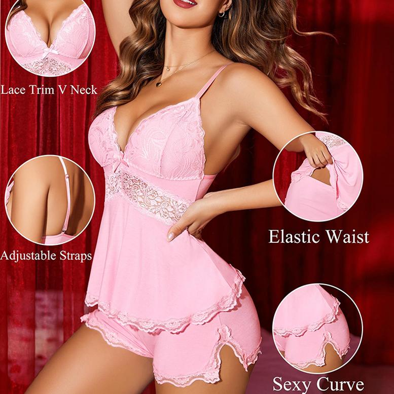 Lace-Trim Cami & Shorts Pajama Set