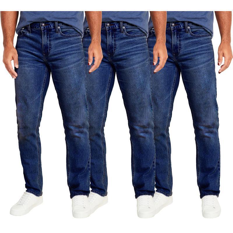 👖Men's 3-Pack Flex Stretch Slim Straight Jeans with 5 Pockets Denim Fabric (Sizes 30-46)(30-36)