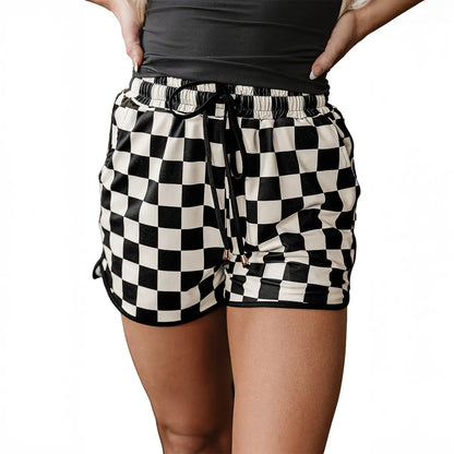 Women's 2026 Checkered Drawstring Elastic Waist Casual Summer Shorts