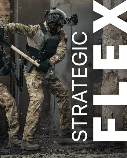 Men's Flex Ripstop Tactical Pants, Water Resistant Stretch Cargo Pants, Lightweight EDC Hiking Work Pants