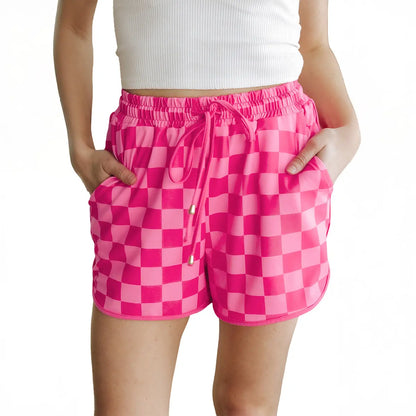 Women's 2026 Checkered Drawstring Elastic Waist Casual Summer Shorts