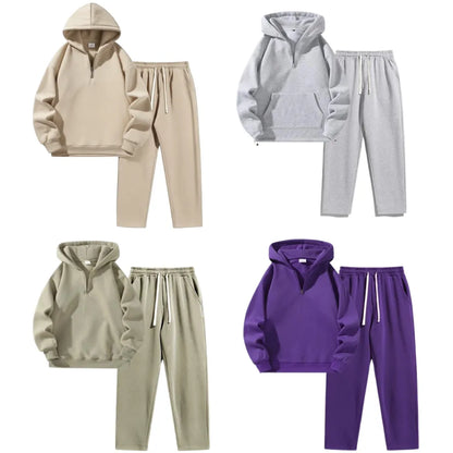Men's Plain Two-piece Sweatsuit Set