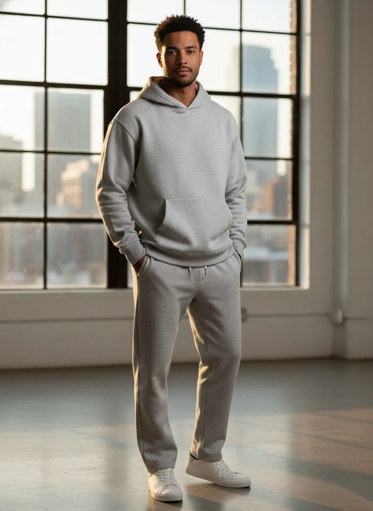Men’s Casual Hoodie & Jogger Set – Two-Piece Daily Outfit