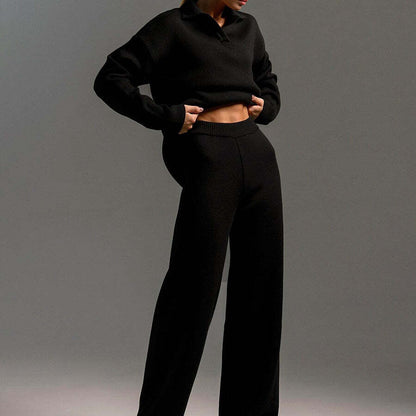 Knit Top and Wide Leg Pants 2 Piece Set