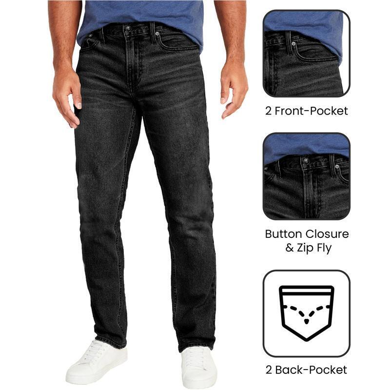 👖Men's 3-Pack Flex Stretch Slim Straight Jeans with 5 Pockets Denim Fabric (Sizes 30-46)(30-36)