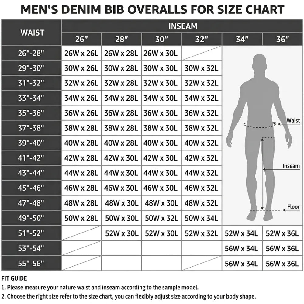 💥Last Day 50% SALE OFF 💥Promotion ! Men's Denim Bib Overalls, Workwear with Adjustable Straps and Convenient Tool Pockets