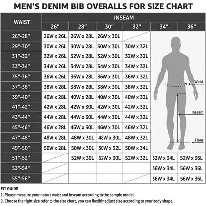 💥Last Day 50% SALE OFF 💥Promotion ! Men's Denim Bib Overalls, Workwear with Adjustable Straps and Convenient Tool Pockets