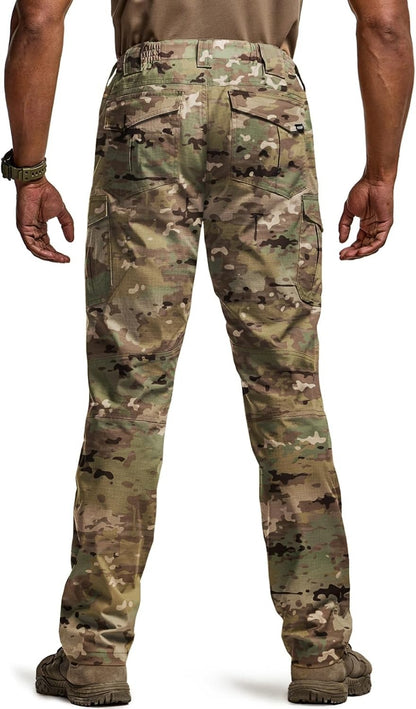 Men's Flex Ripstop Tactical Pants, Water Resistant Stretch Cargo Pants, Lightweight EDC Hiking Work Pants