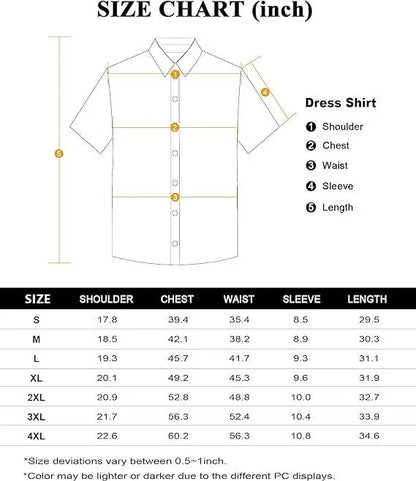 Men's Short Sleeve Stretch Slim Fit Casual Button Down Shirts