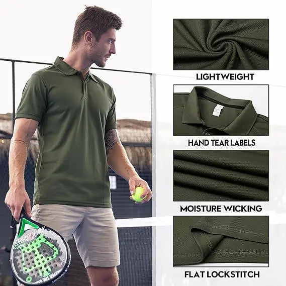 Mens Quick Dry Polo Shirts –  Moisture Wicking Workout Tops