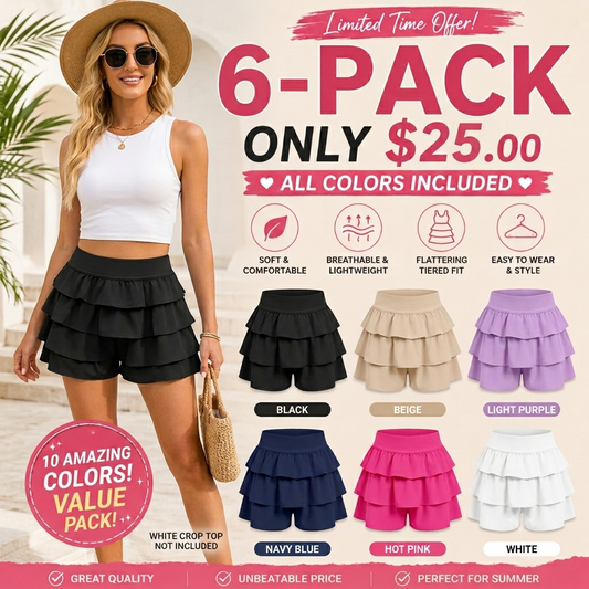 Womens Summer Mini Skirts Casual Ruffle Tiered High Waisted Y2K Skorts Yoga Tennis Skirt Built-in Shorts & Pockets