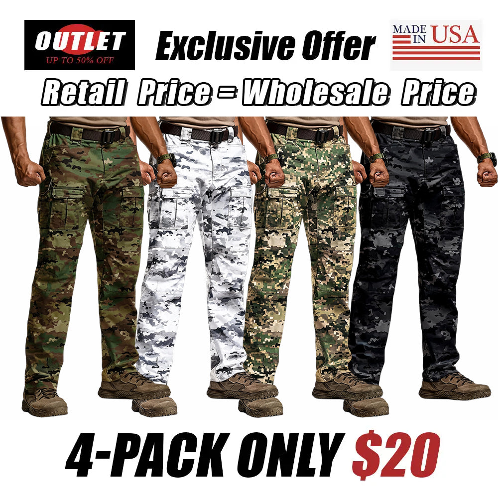 Men's Flex Ripstop Tactical Pants, Water Resistant Stretch Cargo Pants, Lightweight EDC Hiking Work Pants