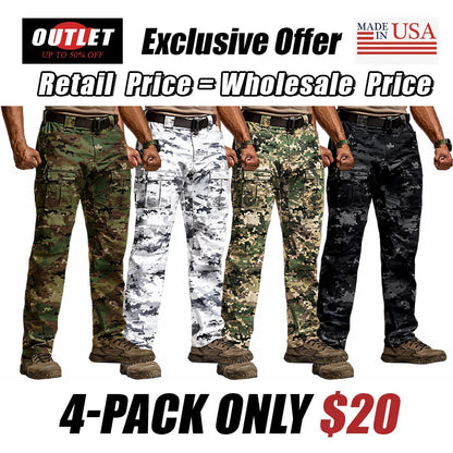 Men's Flex Ripstop Tactical Pants, Water Resistant Stretch Cargo Pants, Lightweight EDC Hiking Work Pants