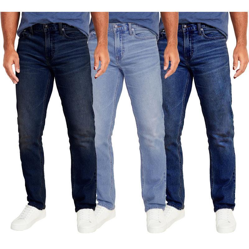 👖Men's 3-Pack Flex Stretch Slim Straight Jeans with 5 Pockets Denim Fabric (Sizes 30-46)(30-36)