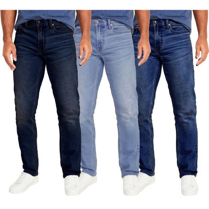 👖Men's 3-Pack Flex Stretch Slim Straight Jeans with 5 Pockets Denim Fabric (Sizes 30-46)(30-36)