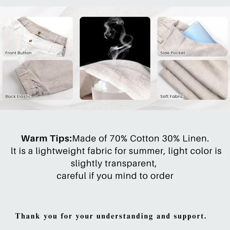 🔥Last day promotion🔥Womens Cotton Linen Pants Casual Button Up High Waisted Wide Leg Trousers Wideleg