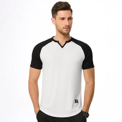 Men's V-Neck Longline Henley Muscle Tee