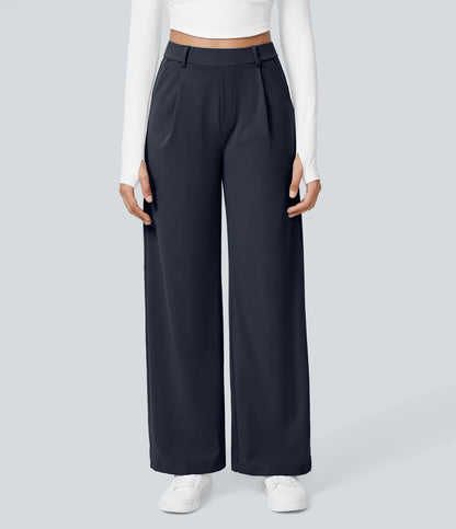 ⏰Big Spring Sale!High Waisted Side Pocket Straight Leg Work Pants