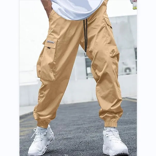 Men's Baggy Solid Color Drawstring Casual Cargo Pants