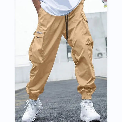 Men's Baggy Solid Color Drawstring Casual Cargo Pants