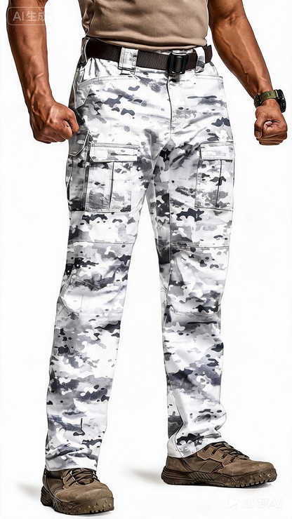 Men's Flex Ripstop Tactical Pants, Water Resistant Stretch Cargo Pants, Lightweight EDC Hiking Work Pants