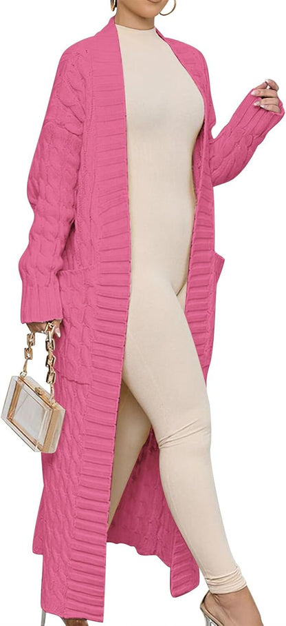 Women's Long Cardigan 2024 Oversized Coat Long Sleeve Open Cardigan Knitted Extra Long Coat Autumn Fashion Jacket Clothes