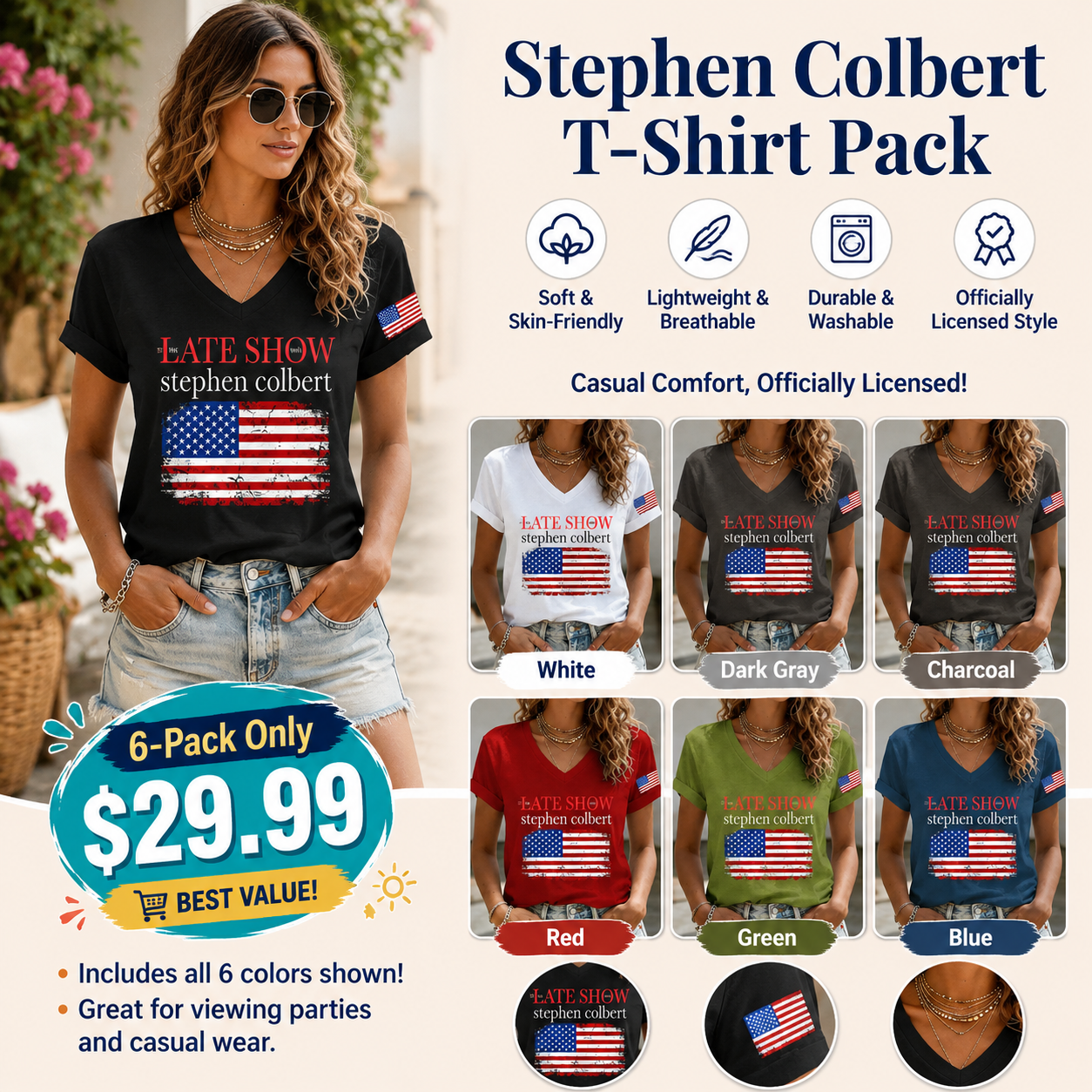 V-Neck Retro Last Show Print T-Shirt