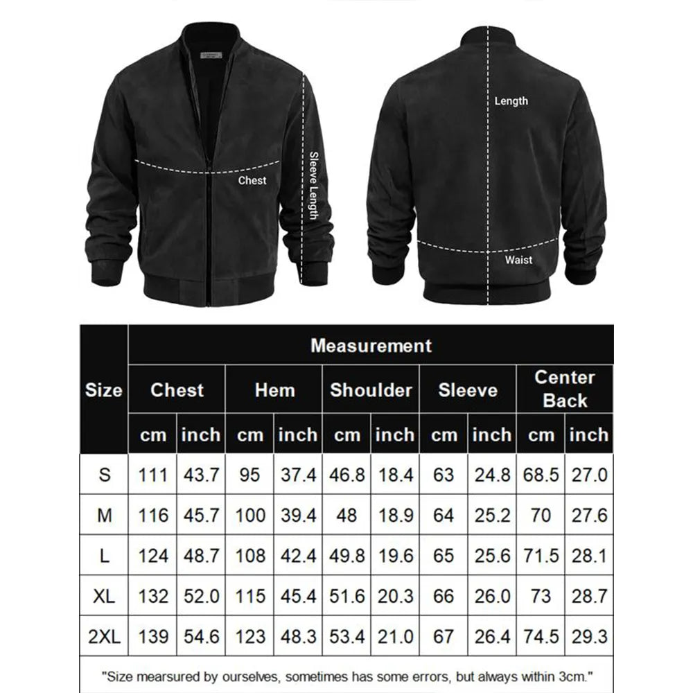Men’s Classic Thin Casual Jacket: Stretchy Faux Suede (Lightweight, Retro, Soft)