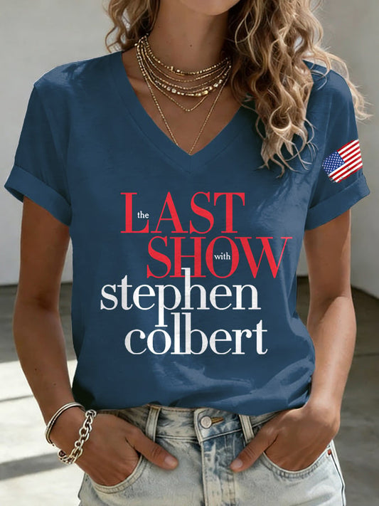 🔥Buy 3 Get 15% Off V-Neck Retro Last Show Print T-Shirt