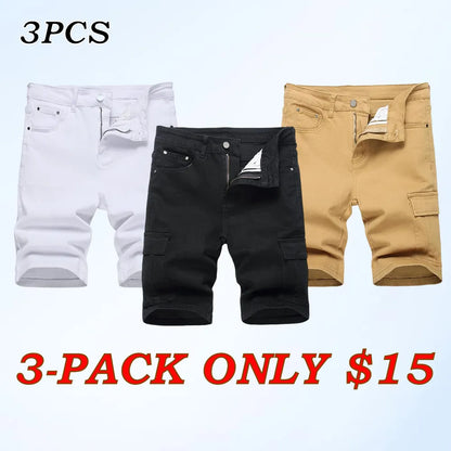 Men's Stretch Ripped Denim Cotton Comfort Shorts.
