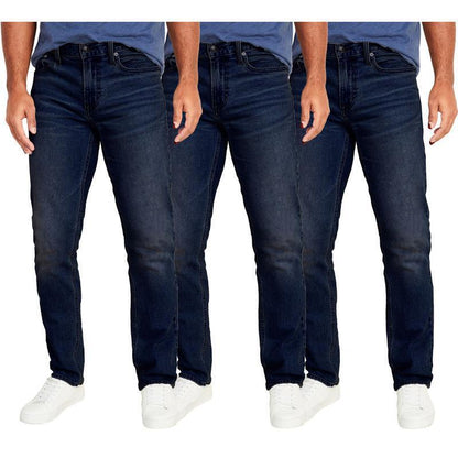 👖Men's 3-Pack Flex Stretch Slim Straight Jeans with 5 Pockets Denim Fabric (Sizes 30-46)(30-36)