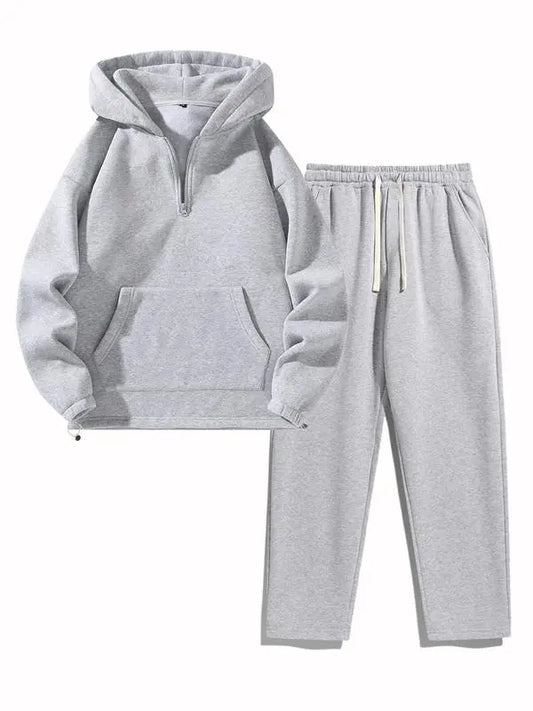 Men's Plain Two-piece Sweatsuit Set